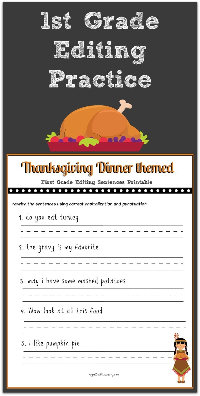 Thanksgiving 1St Grade Editing Printable - Gym Craft Laundry in Thanksgiving Worksheet 1st Grade