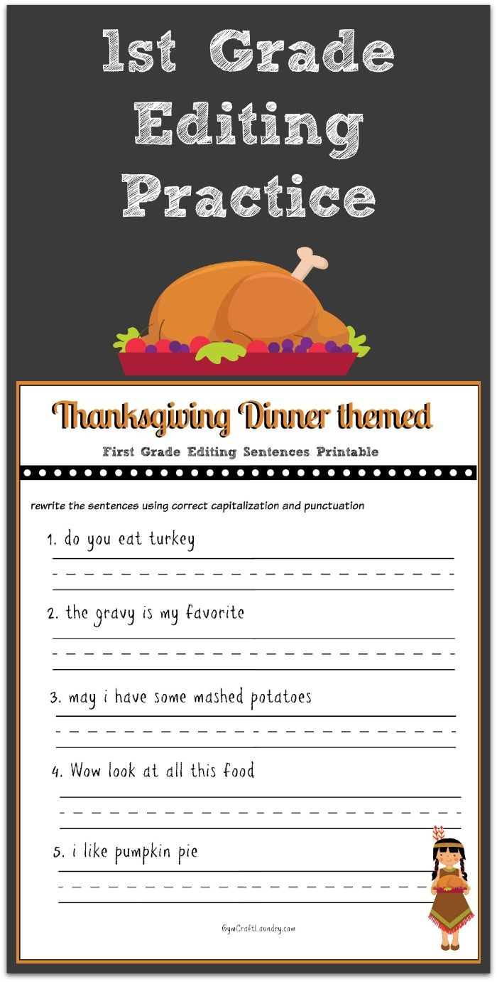 Thanksgiving 1St Grade Editing Printable in Pinterest Thanksgiving Worksheets