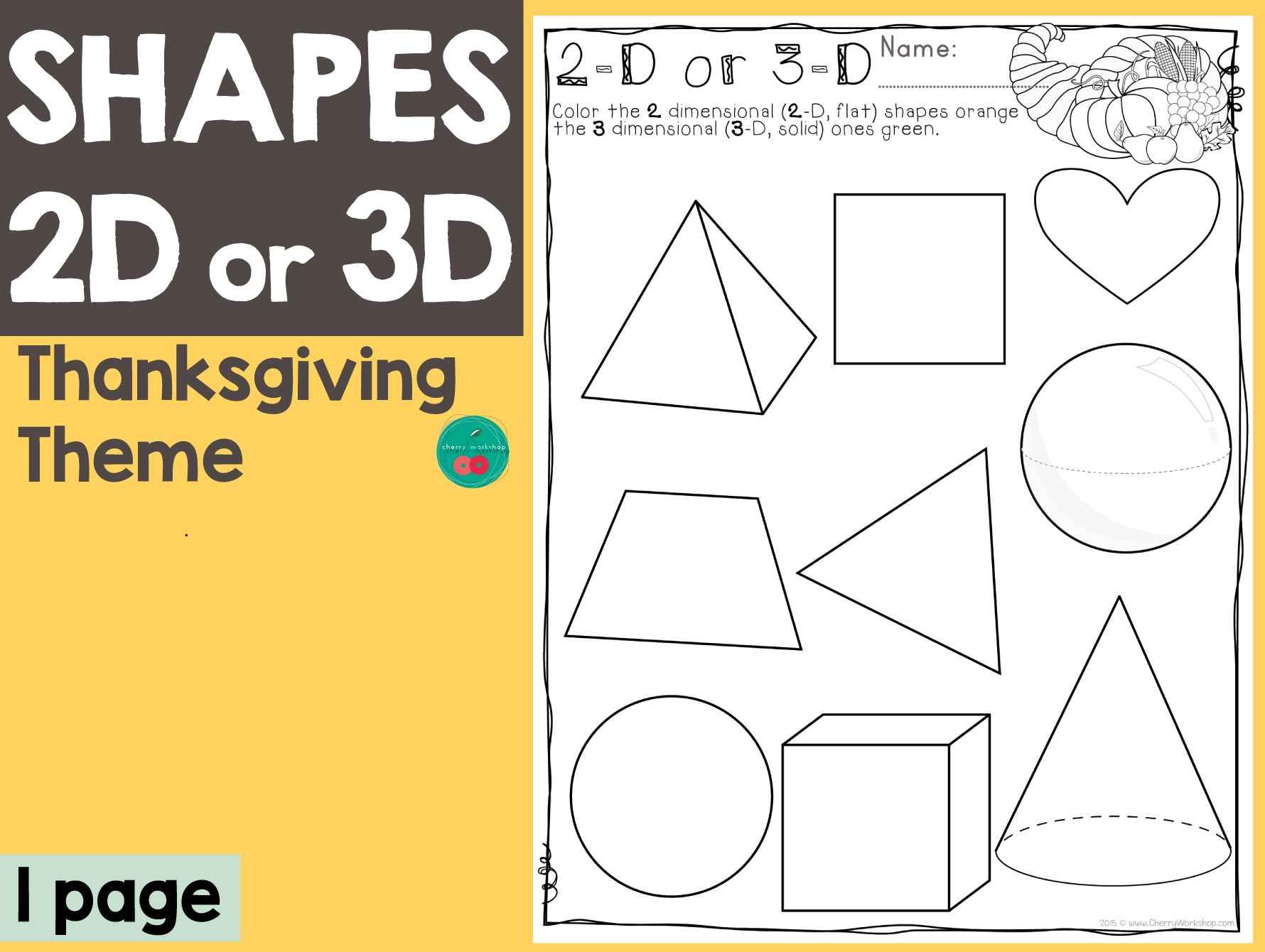 Thanksgiving 2D Or 3D Shapesteach Simple pertaining to Geometry Thanksgiving Worksheet