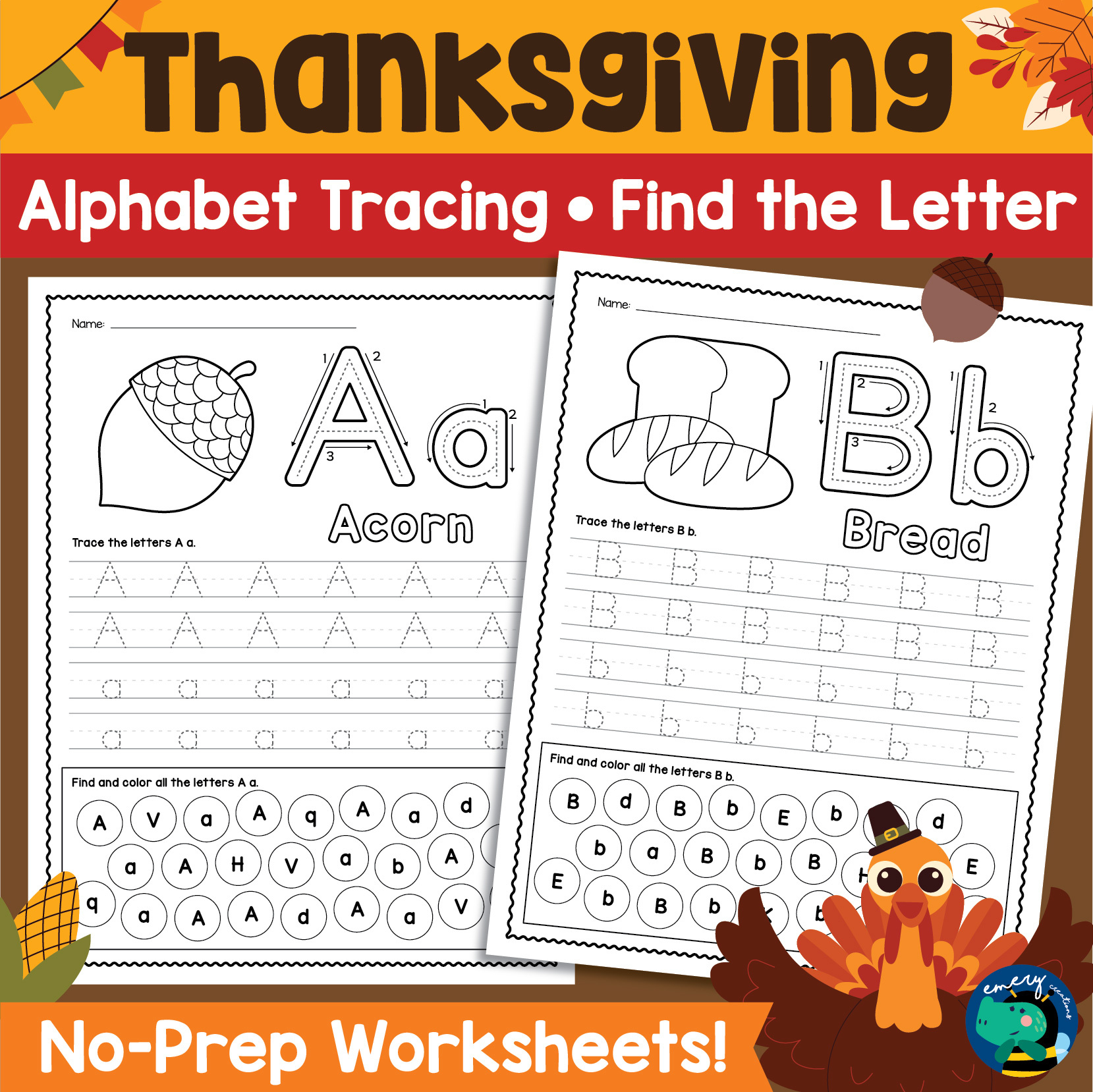 Thanksgiving A-Z Worksheets: Alphabet Tracing | Find The Letter intended for Thanksgiving Alphabet Worksheets