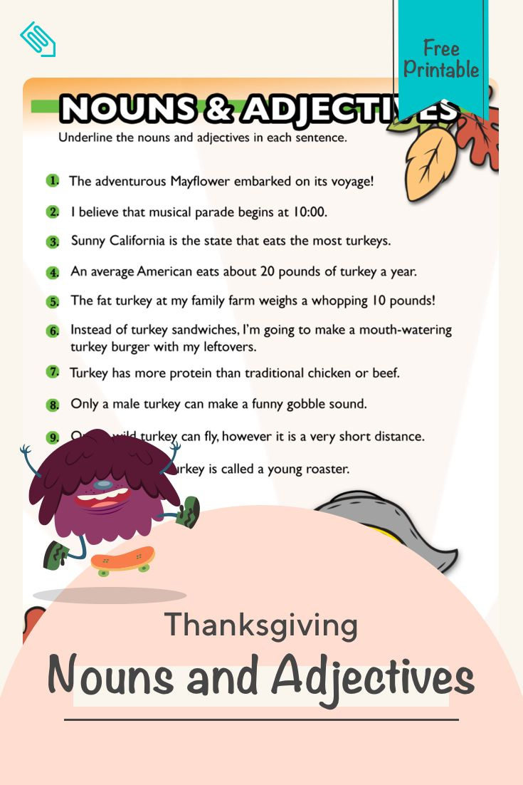 Thanksgiving Adjectives #5 | Worksheet | Education intended for Thanksgiving Adjectives Worksheet