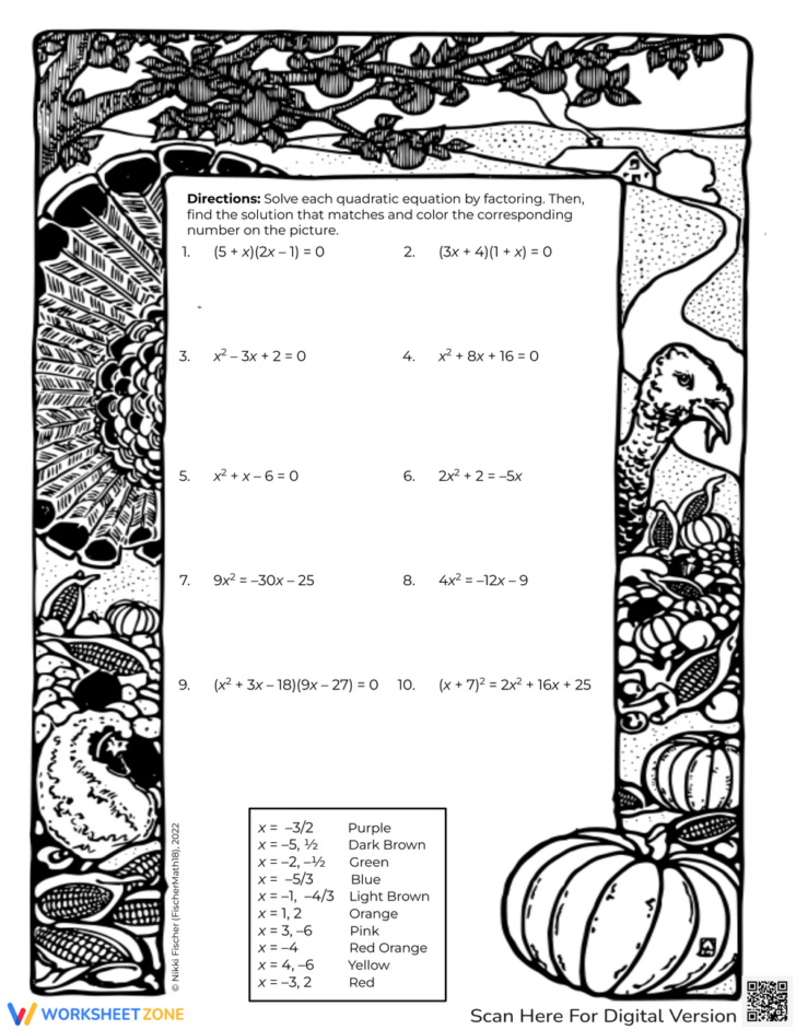 Thanksgiving Factoring Worksheet