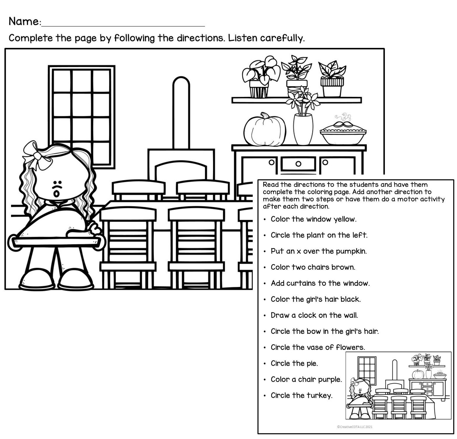 Thanksgiving And Christmas Following Directions - Your Therapy Source inside Thanksgiving Following Directions Worksheet