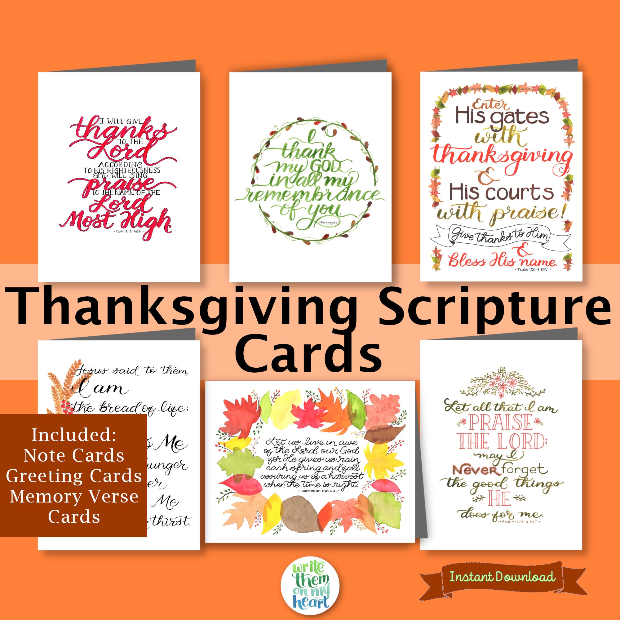 Thanksgiving Bible Verse Card Autumn Printable Scripture Art Fall for Thanksgiving Day Cards Verses