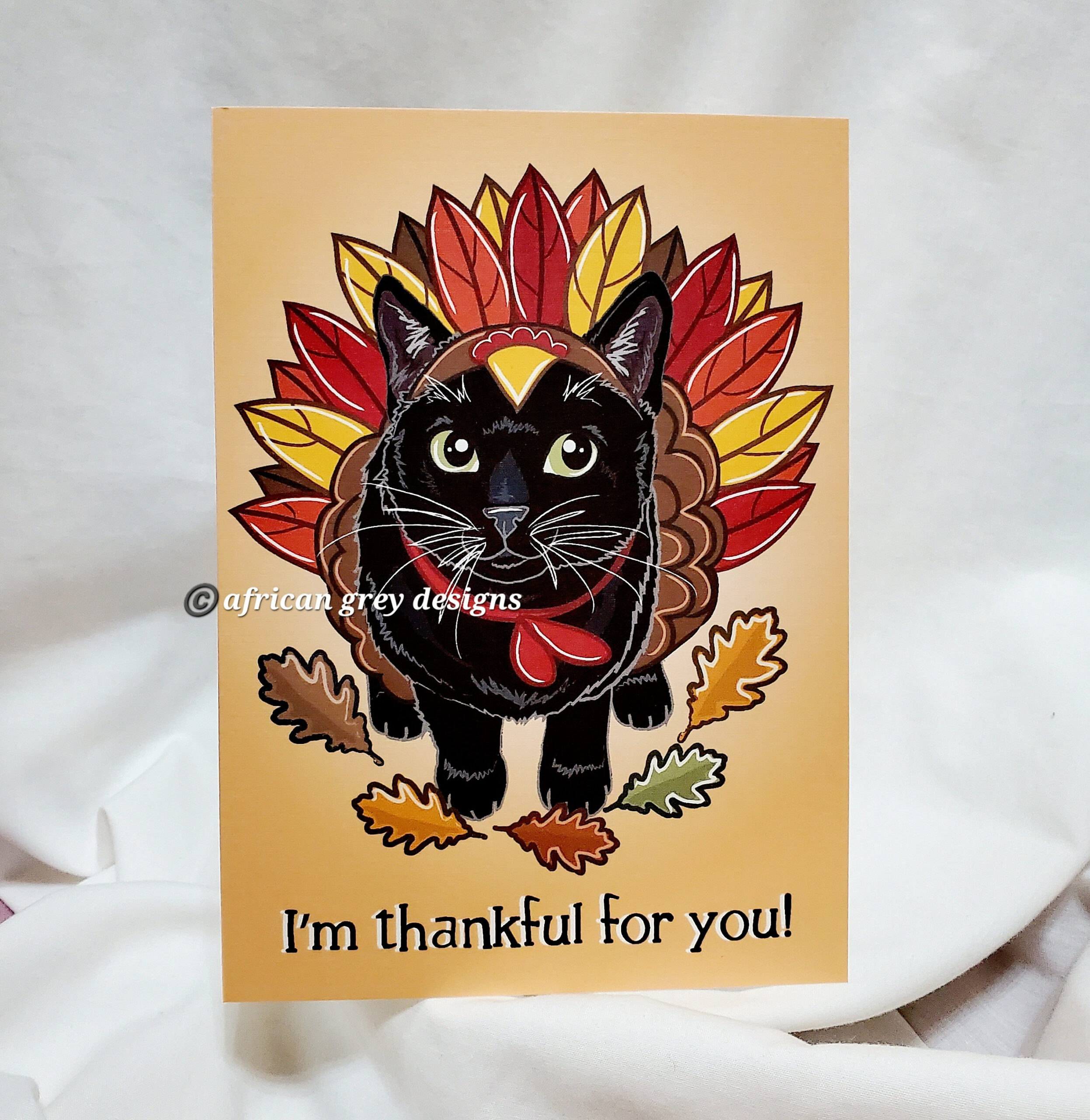 Thanksgiving Black Cat Greeting Card - Etsy pertaining to Cat Thanksgiving Cards