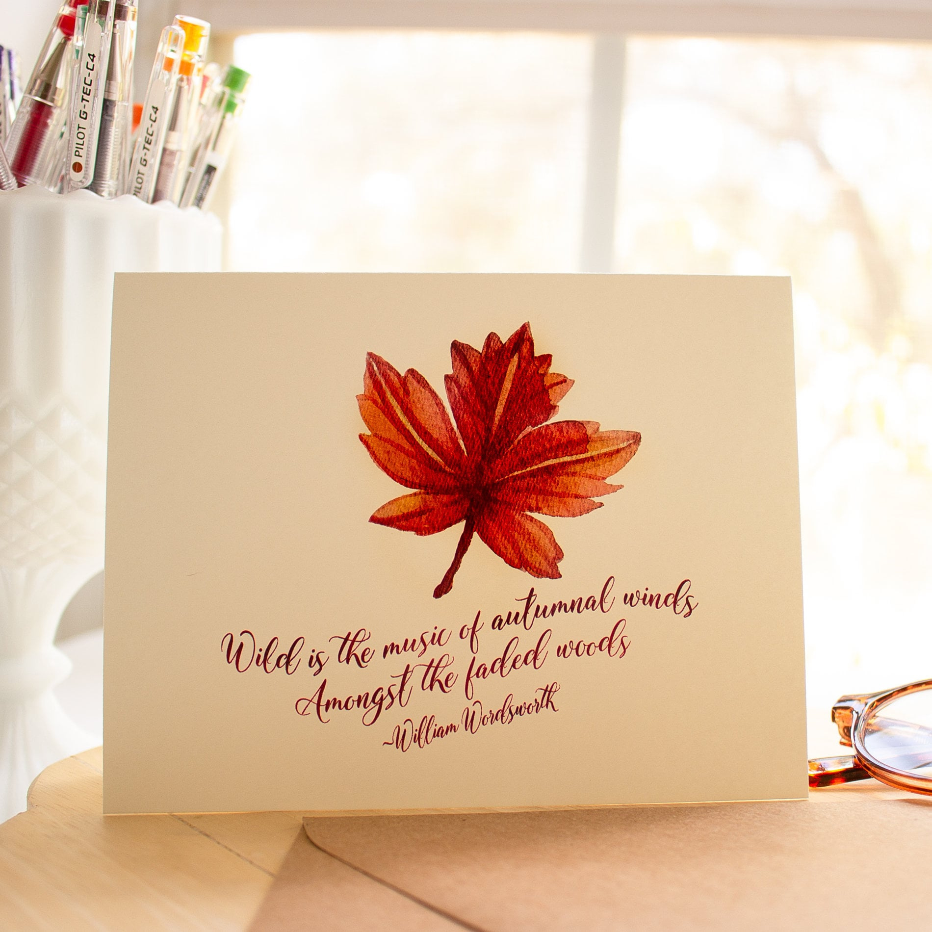 Thanksgiving Card Fall Foliage Note Cards Autumn Greeting Card Set throughout Thanksgiving Note Cards