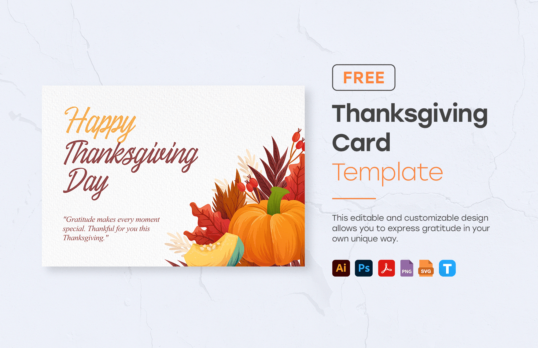 Thanksgiving Card In Illustrator, Psd, Svg, Pdf, Png - Download for Thanksgiving Cards Design Free Download