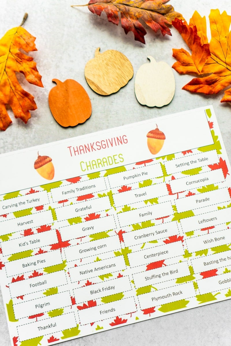 Thanksgiving Charades Game (Free Printable Cards) - Play Party Plan within Thanksgiving Charades Printable