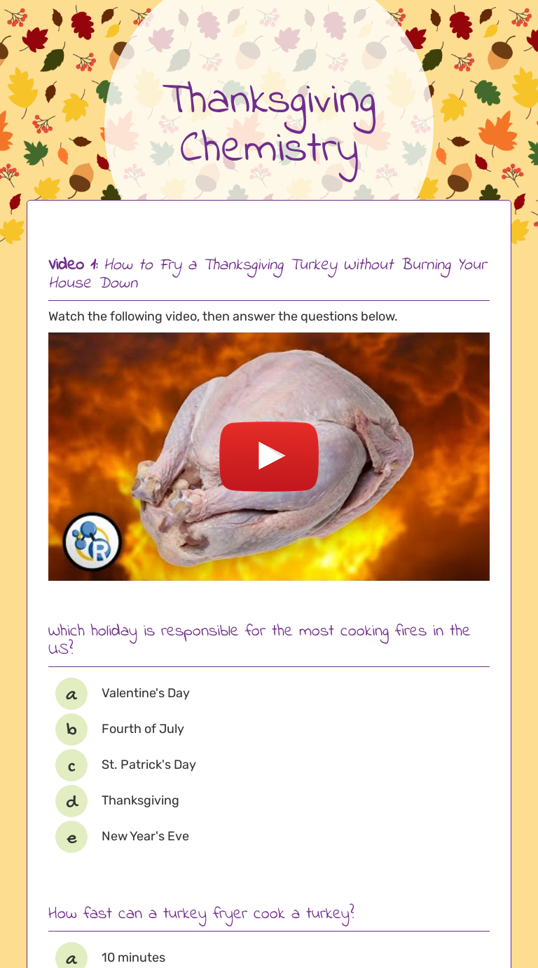 Thanksgiving Chemistry Worksheet regarding Thanksgiving Chemistry Worksheet