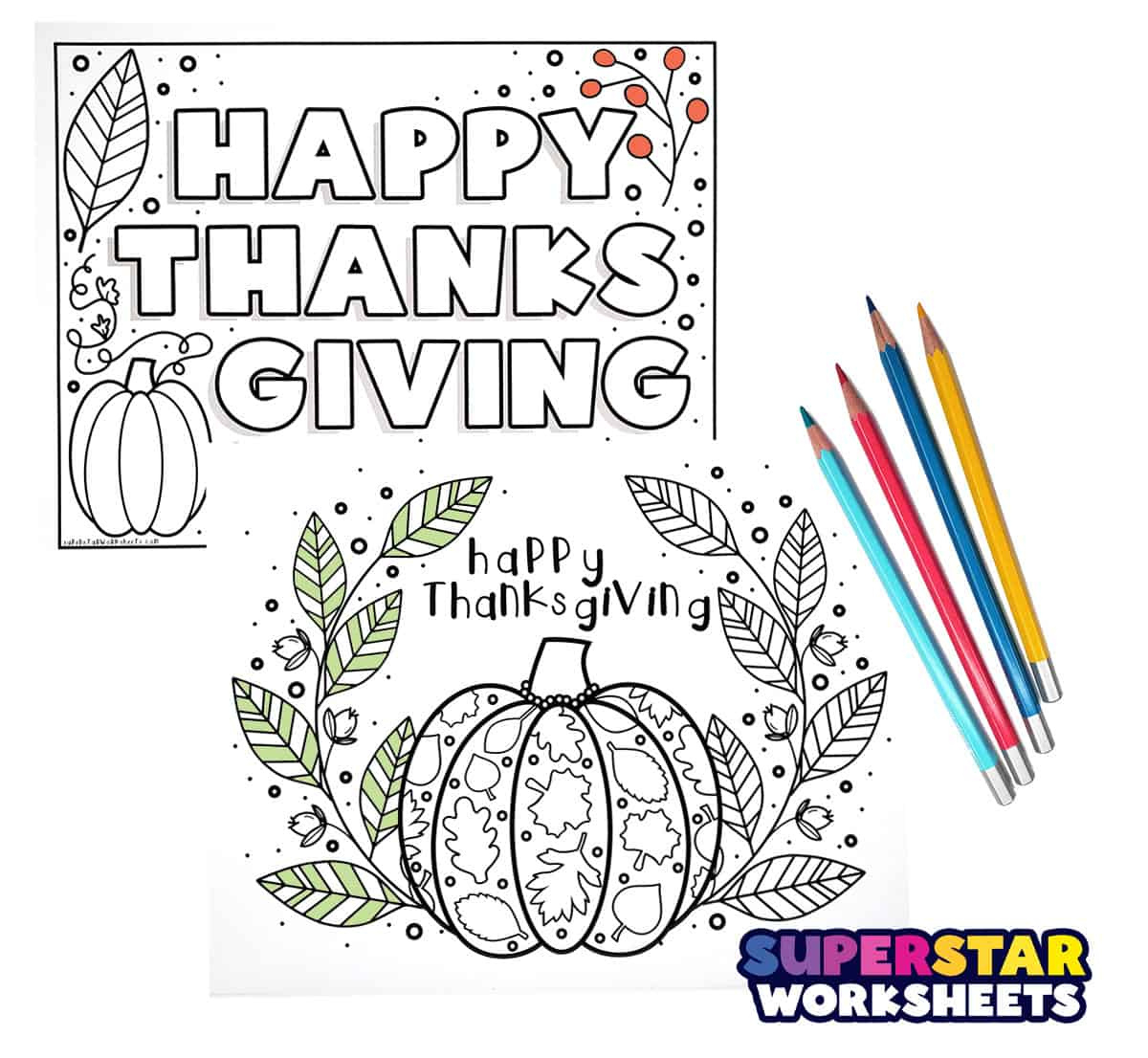 Thanksgiving Coloring Pages - Superstar Worksheets intended for Thanksgiving Day Cards to Color