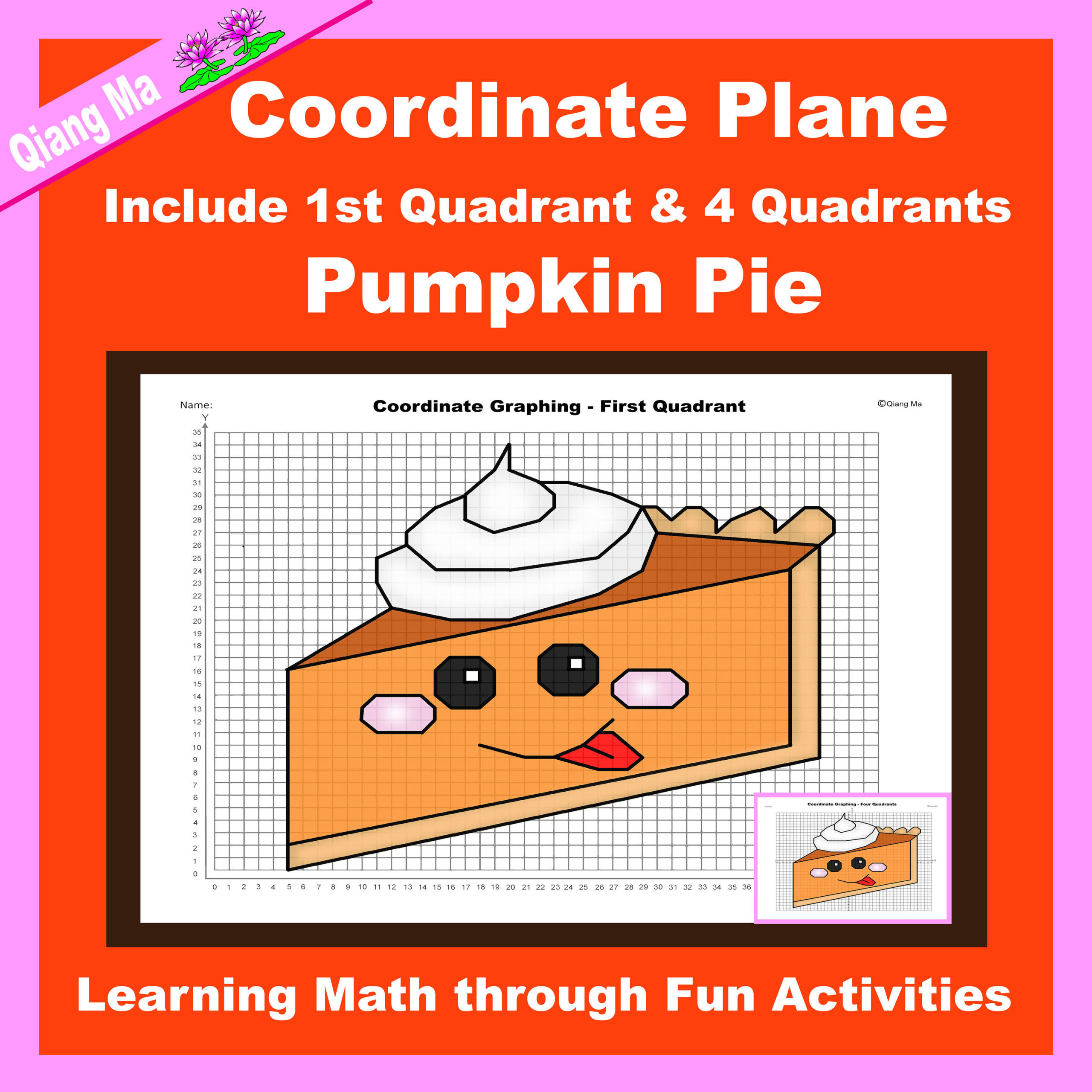 Thanksgiving Coordinate Plane Graphing Picture: Pumpkin Pie - Made throughout Thanksgiving Pumpkin Graphing Worksheet