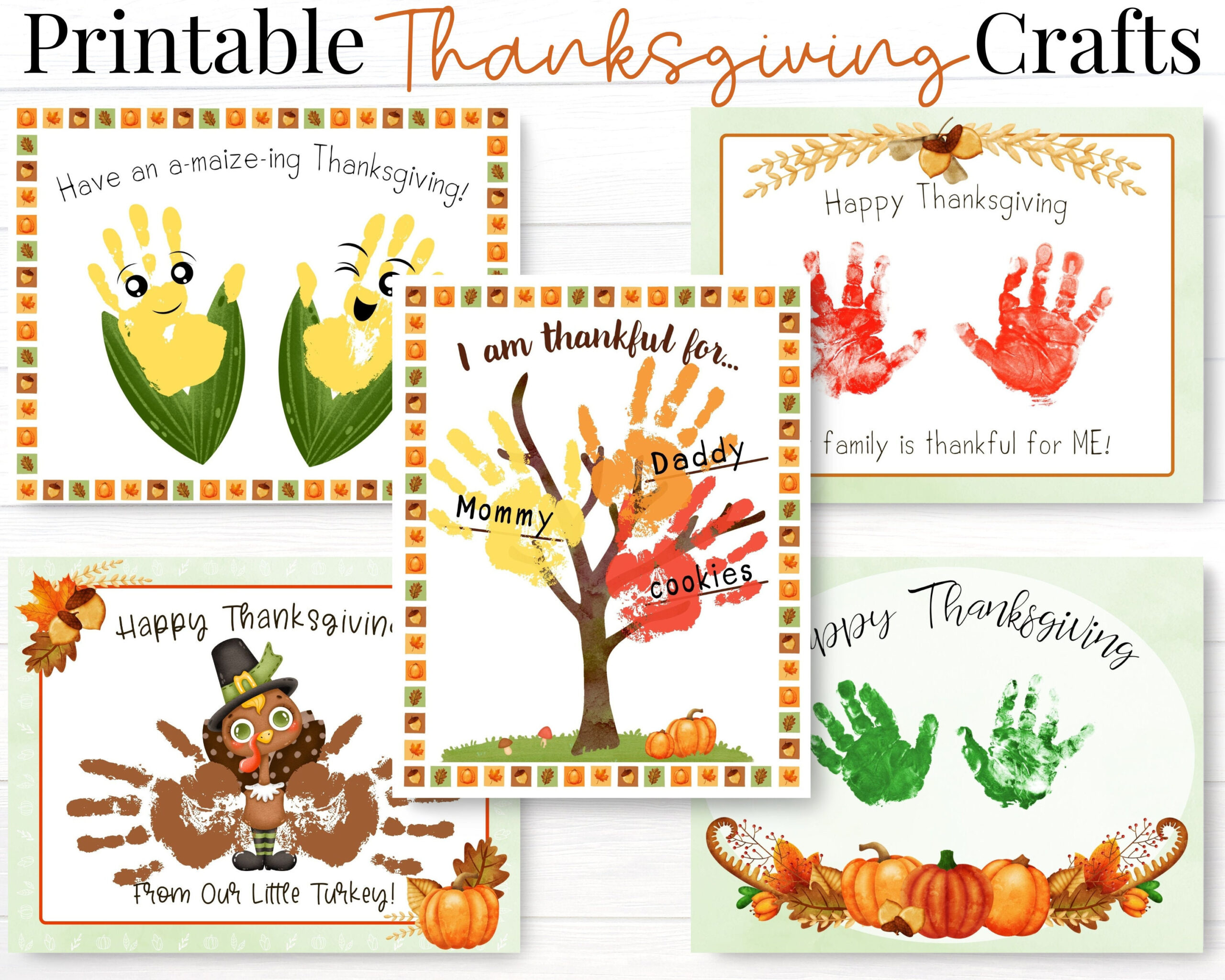 Thanksgiving Crafts For Kids, Printable Handprint Art Activities intended for Thanksgiving Crafts Printable