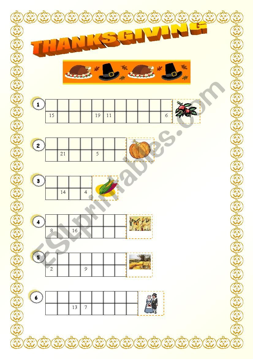 Thanksgiving Cryptogram - Esl Worksheeteve25 regarding Thanksgiving Cryptogram Worksheet