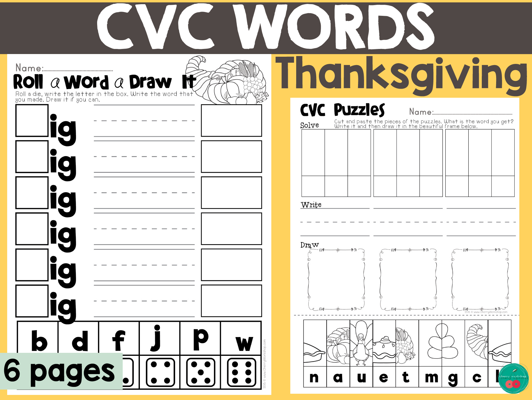 Thanksgiving Cvc Word Activity Pagesteach Simple throughout Thanksgiving Cvc Worksheets