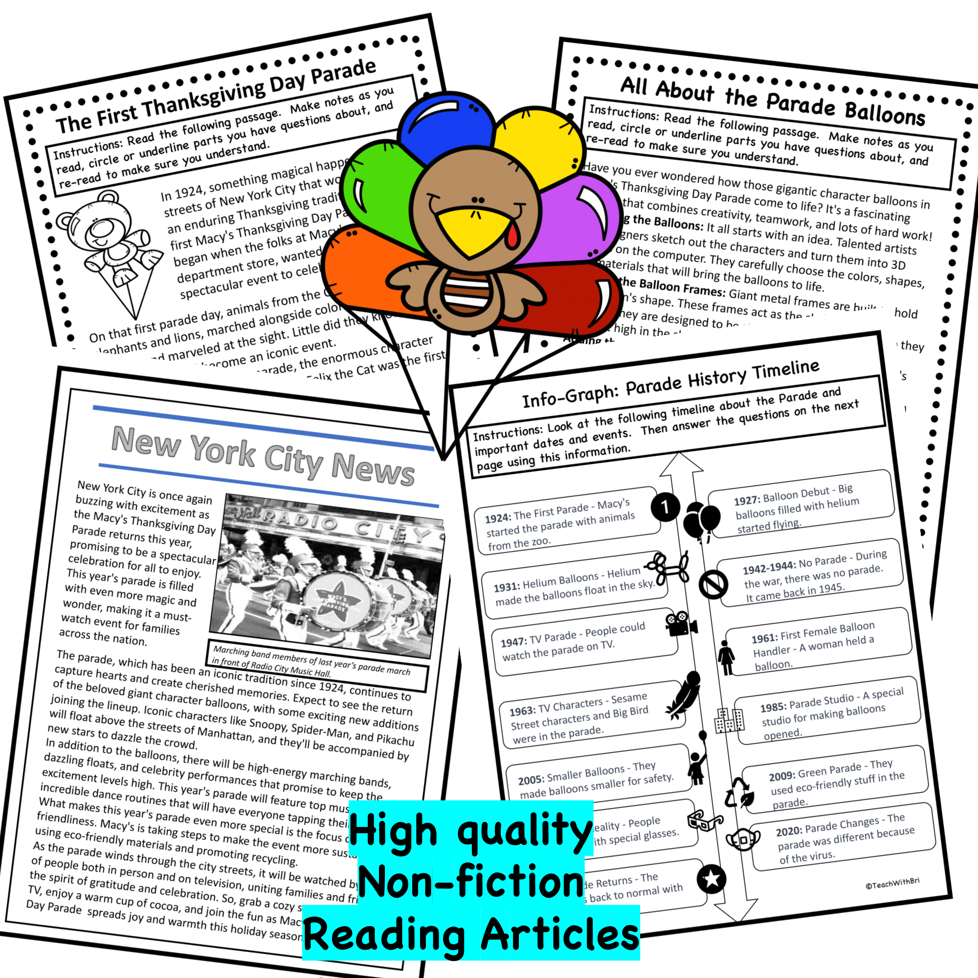 Thanksgiving Day Parade Reading Comprehension Activity Pack - Classful regarding Macy&amp;amp;#039;s Thanksgiving Day Parade Worksheet