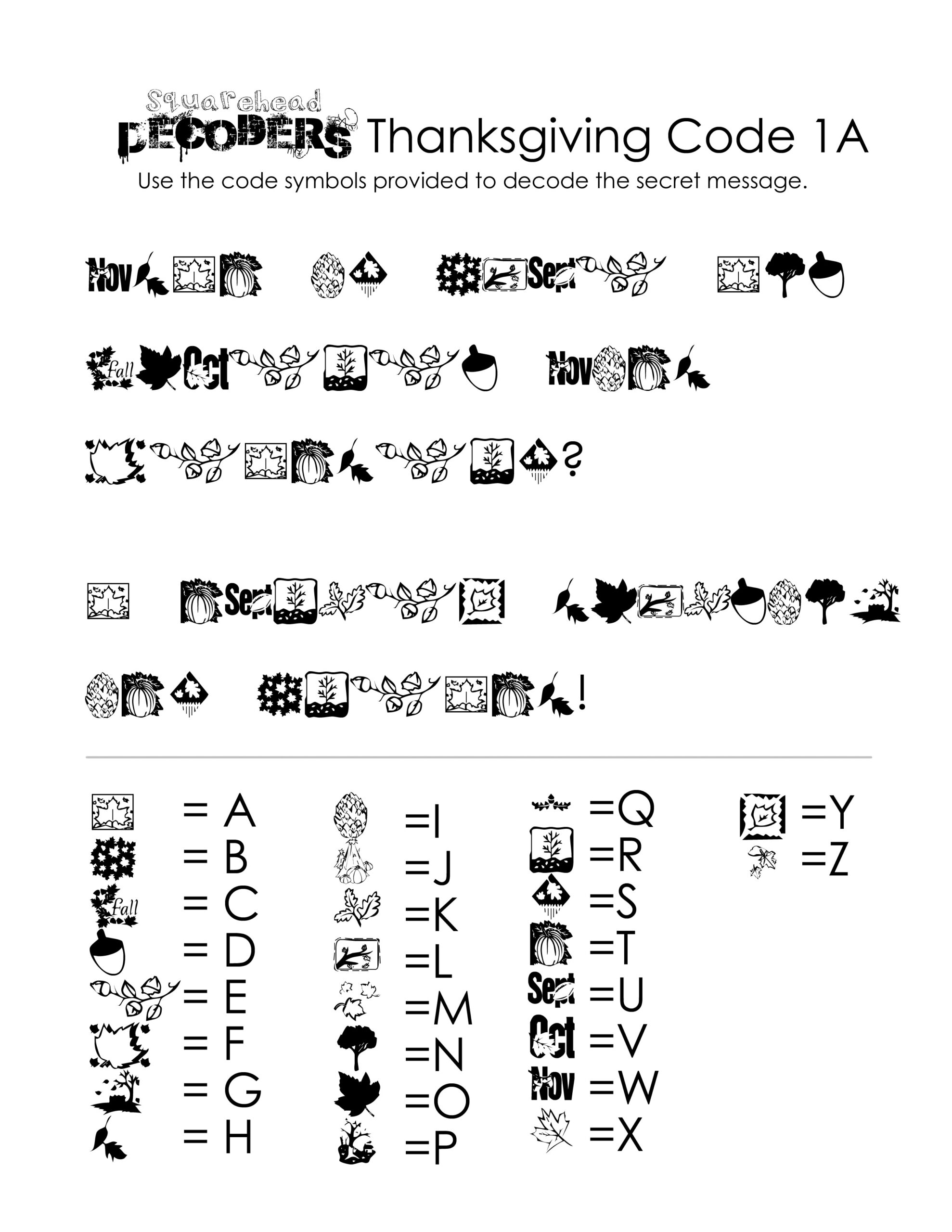 Thanksgiving Decoding Worksheets (Free!) | Squarehead Teachers inside Thanksgiving Decoding Worksheets