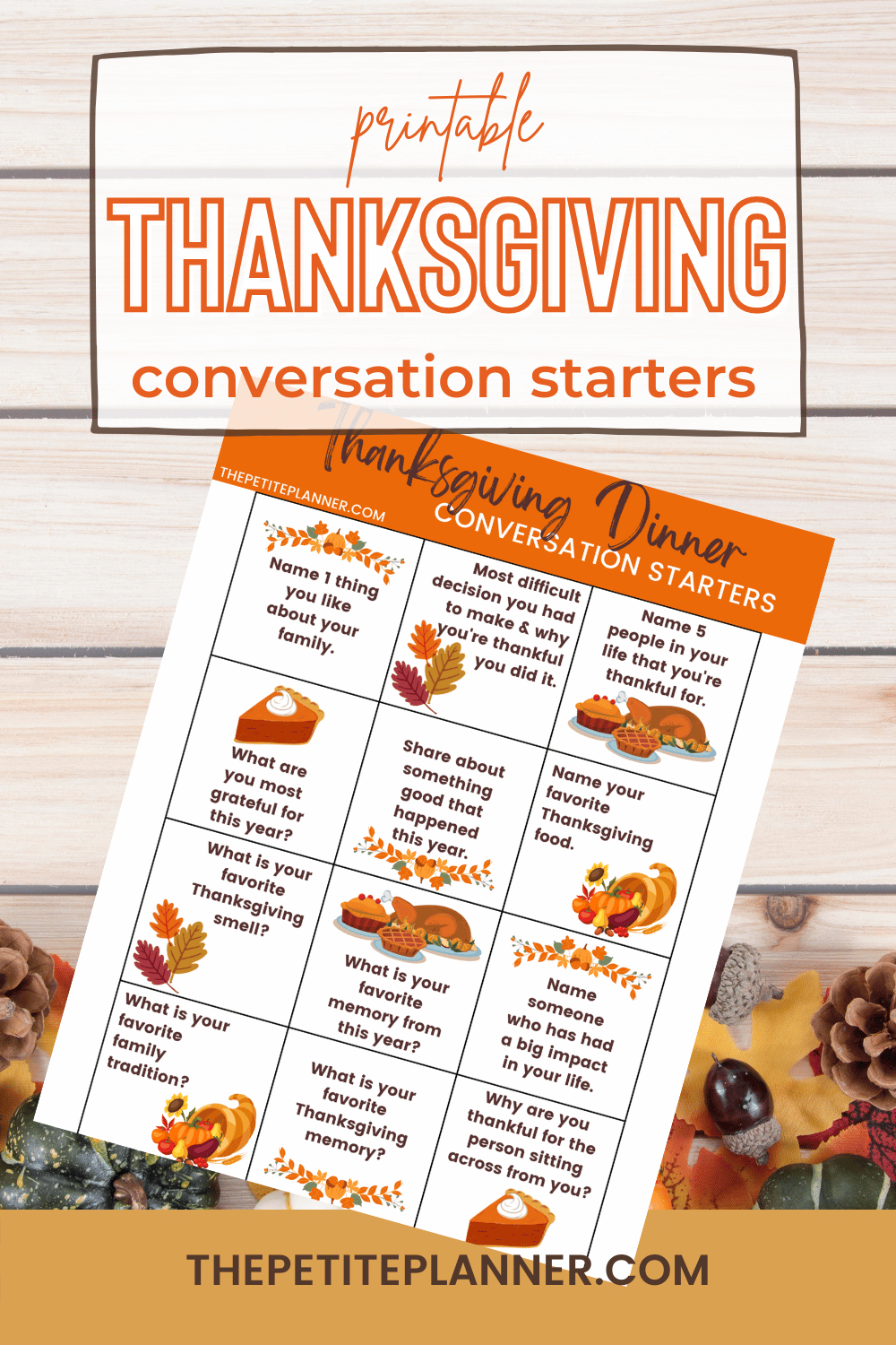 Thanksgiving Dinner Conversation Starters (With Free Printable!) regarding Thanksgiving Conversation Starters Printable