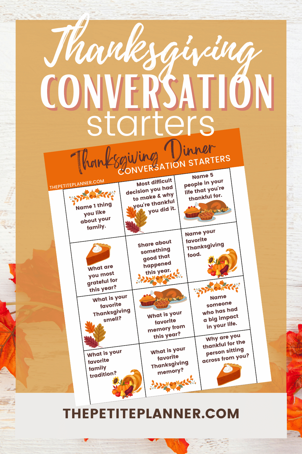 Thanksgiving Dinner Conversation Starters (With Free Printable!) throughout Thanksgiving Conversation Starters Printable