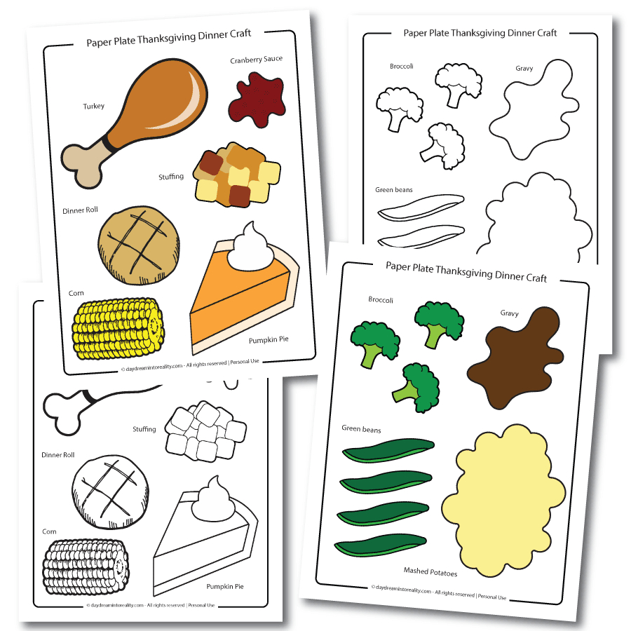 Thanksgiving Dinner Paper Plate Craft | Free Pdf Template for Thanksgiving Plate Worksheet