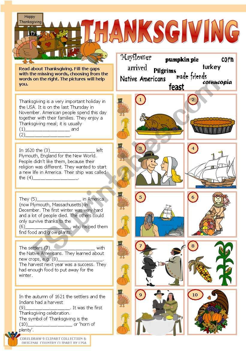 Thanksgiving - Esl Worksheettecus for Thanksgiving Day Worksheets Esl