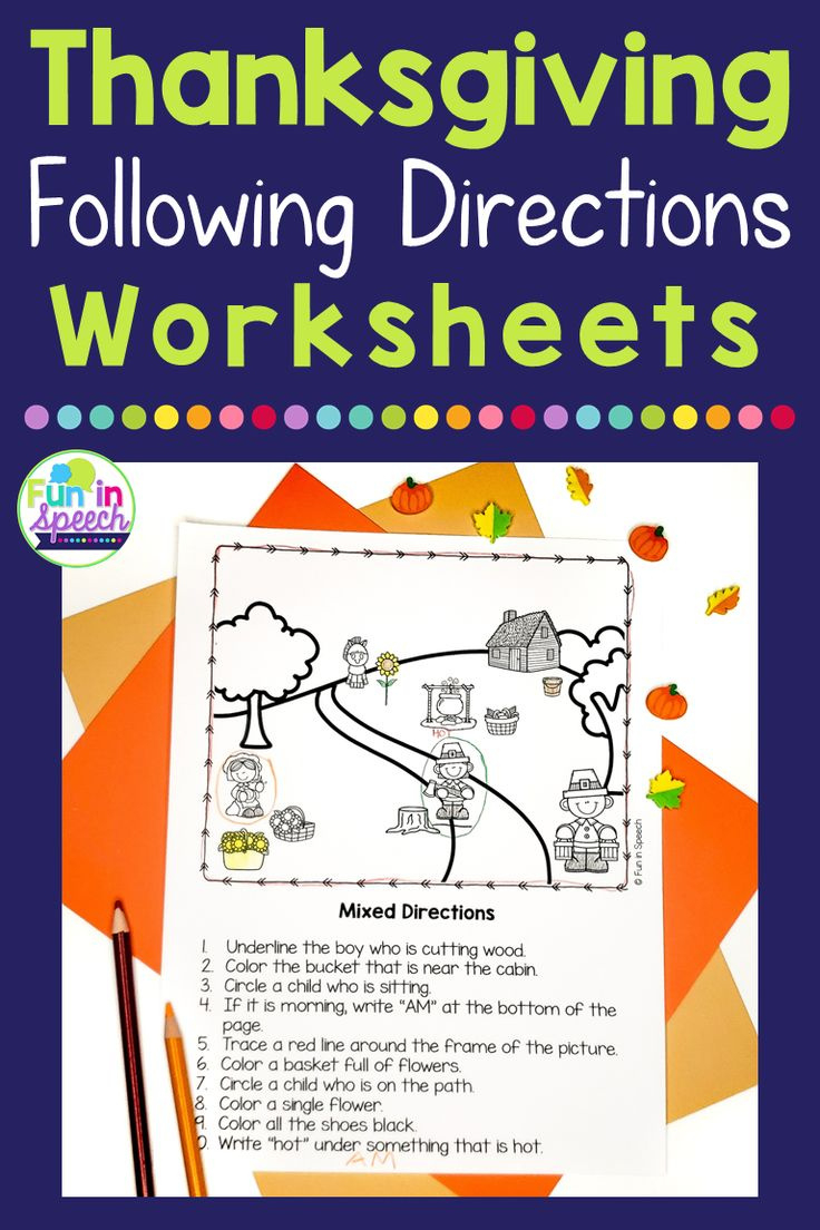 Thanksgiving Following Direction Worksheets | Speech Therapy intended for Following Directions Thanksgiving Worksheet