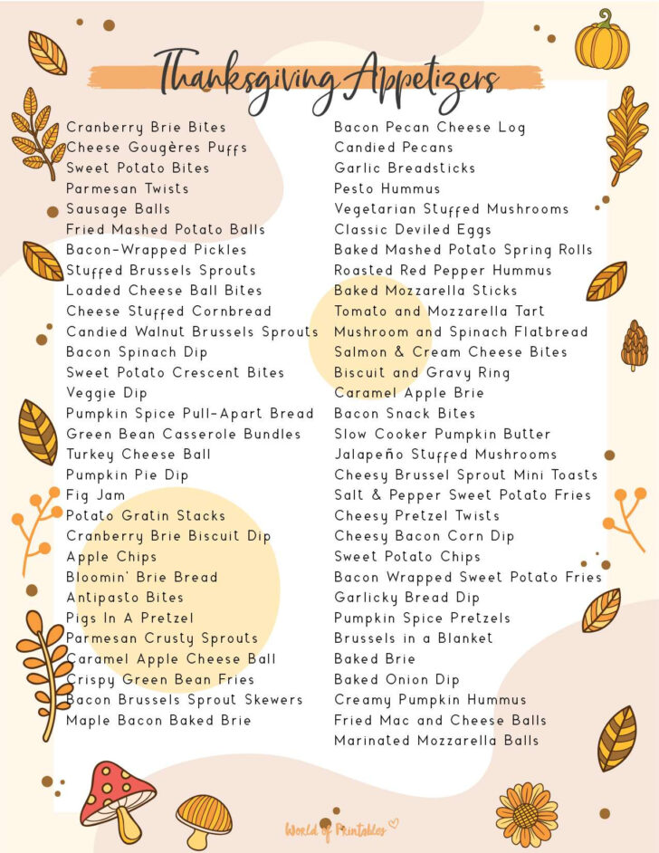 Thanksgiving Food Printables