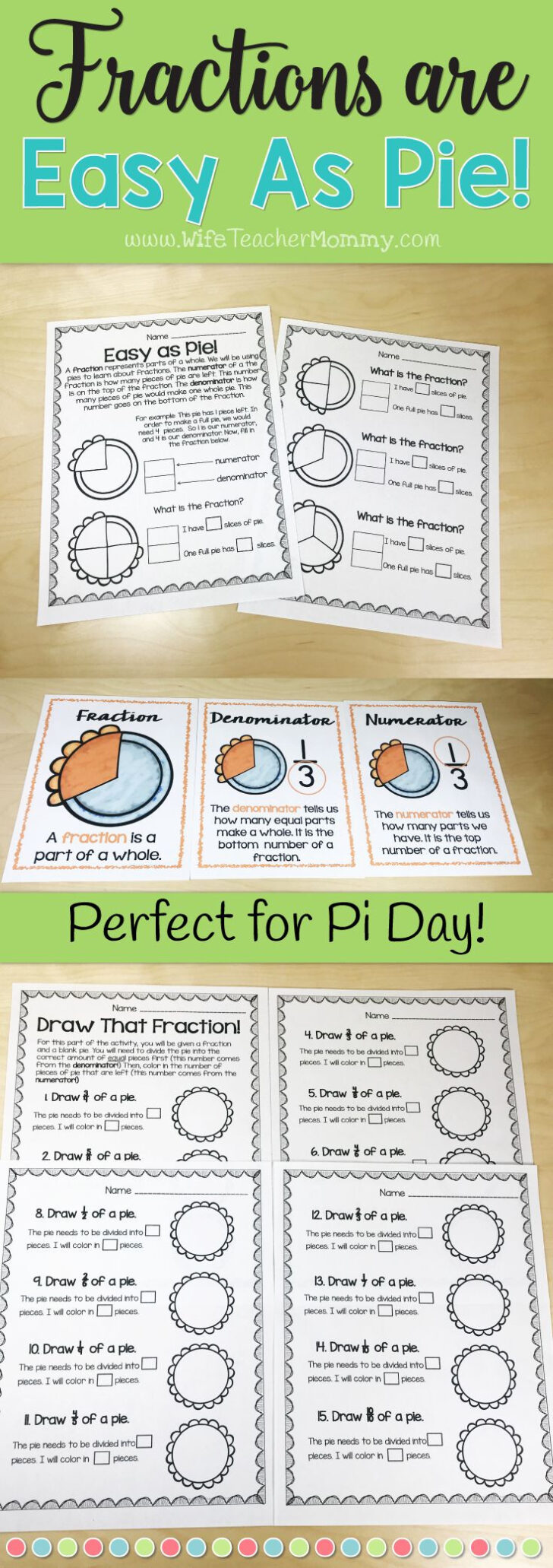 Thanksgiving Fractions Worksheets