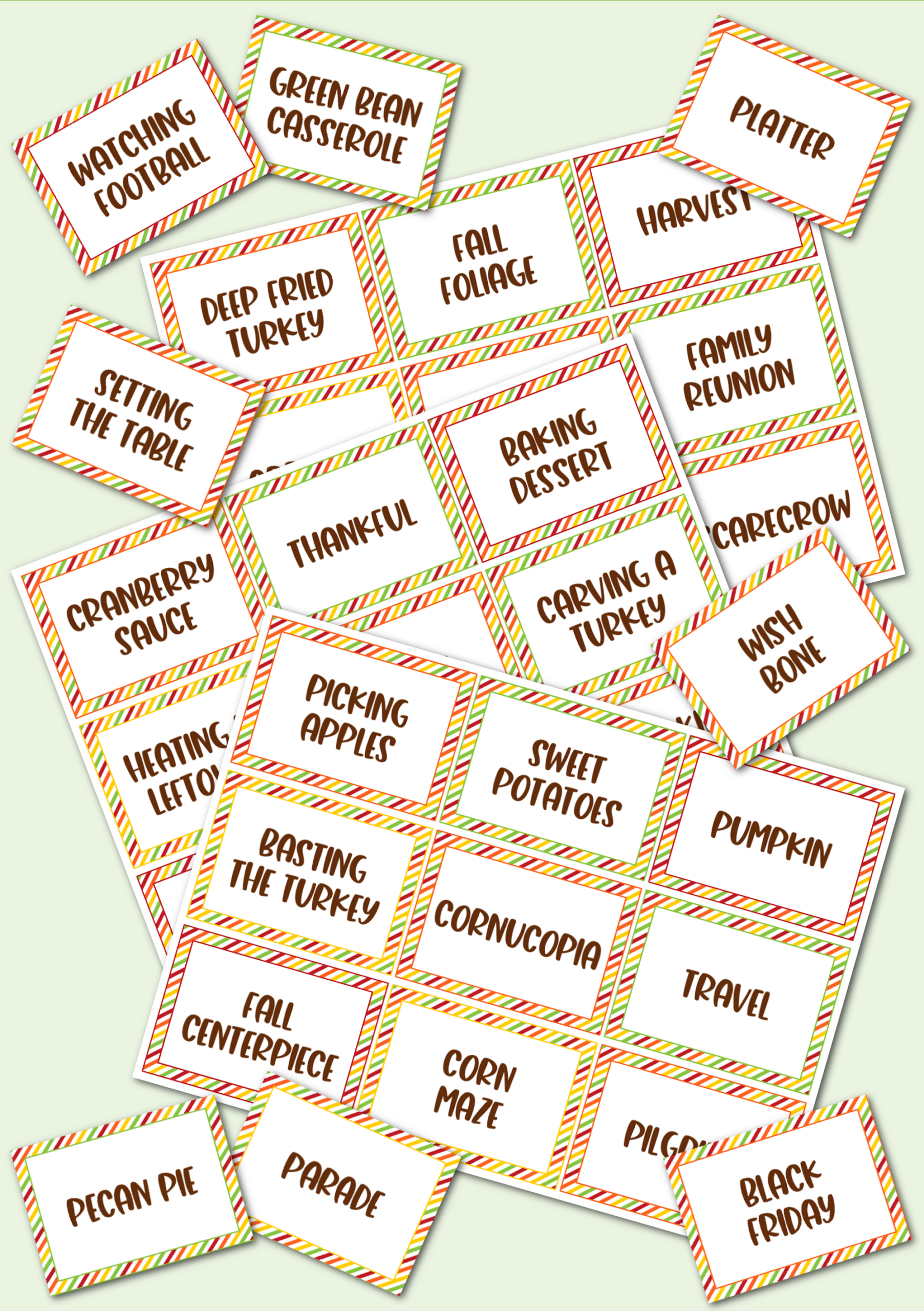 Thanksgiving Game Cards - Kara Creates with regard to Thanksgiving Pictionary Free Printable