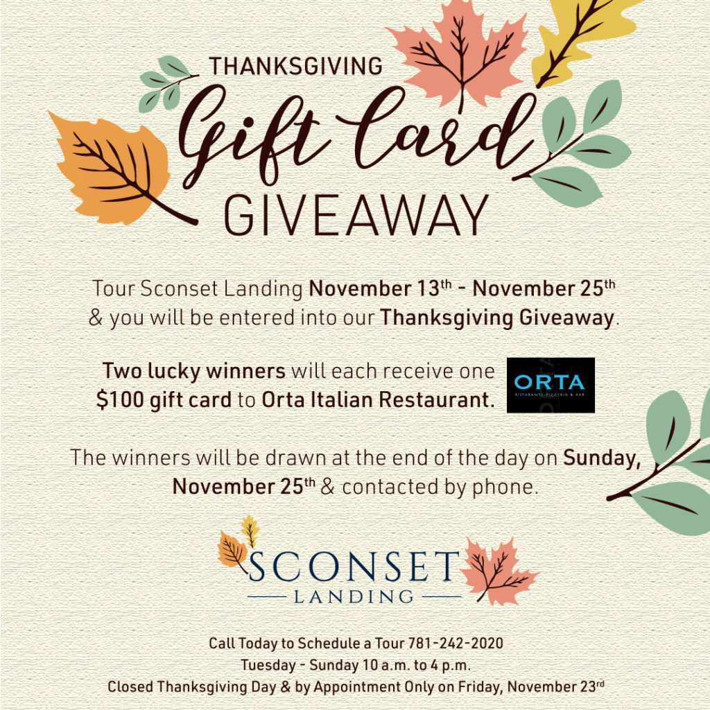 Thanksgiving Gift Card Giveaway – Sconset Landing for Thanksgiving Gift Cards Giveaway