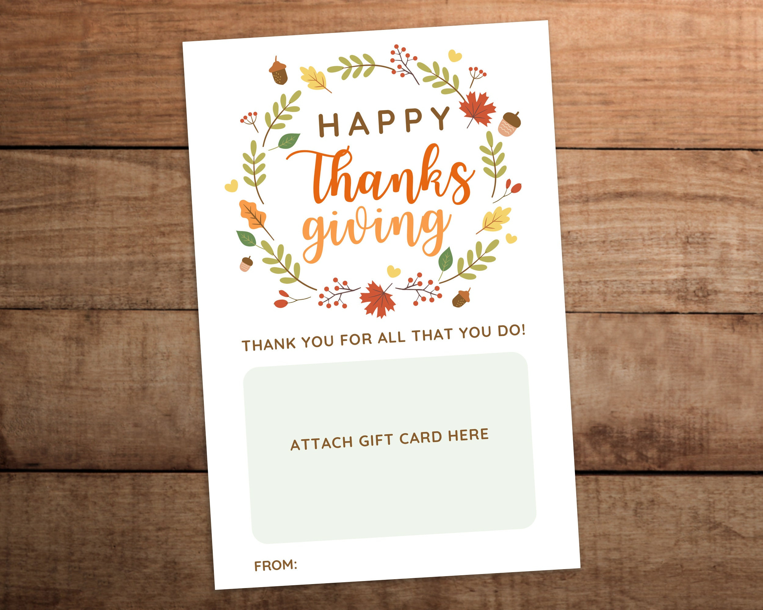 Thanksgiving Gift Card Holder Printable For Teachers, Nurses inside Thanksgiving Gift Cards Messages