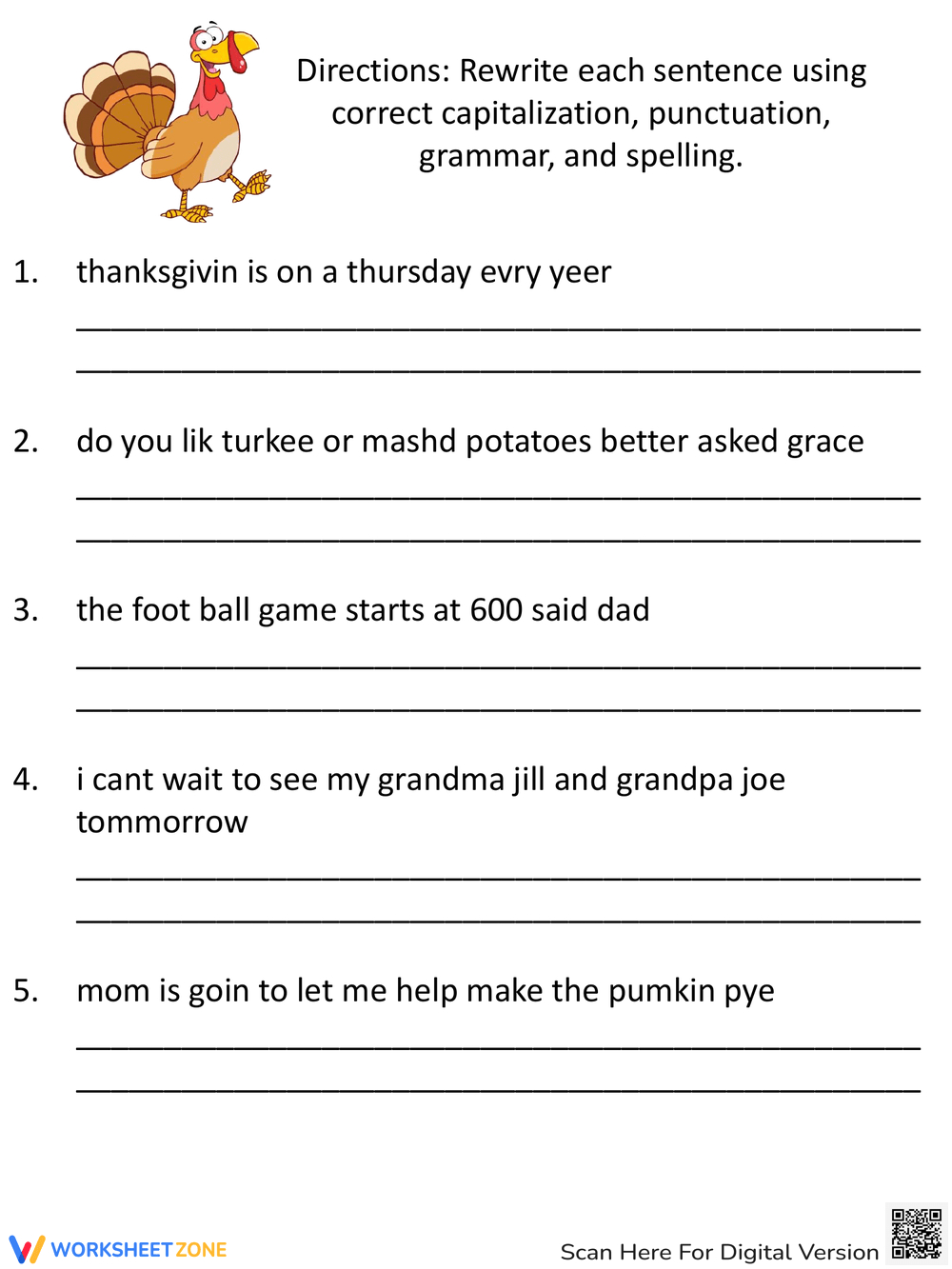 Thanksgiving Grammar Worksheets within Thanksgiving Grammar Worksheets Free