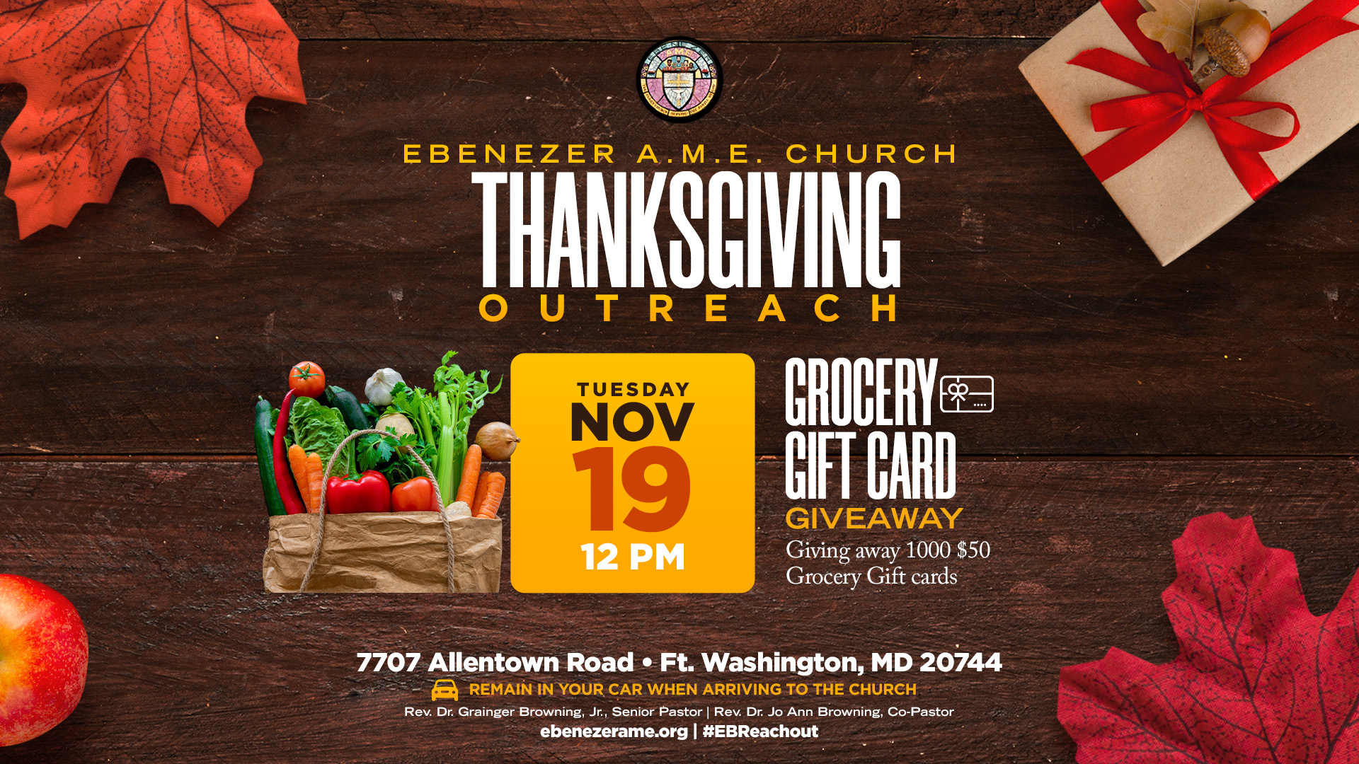 Thanksgiving Grocery Gift Card Giveaway | Ebenezer A.m.e. Church for Apple Gift Cards Thanksgiving