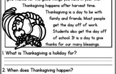 Thanksgiving Holidays Reading Comprehension Passages K-2 intended for Reading Thanksgiving Worksheets