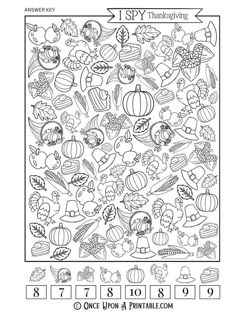 Thanksgiving I Spy Free Printable Activity For Kids - Once Upon A throughout I Spy Thanksgiving Printable