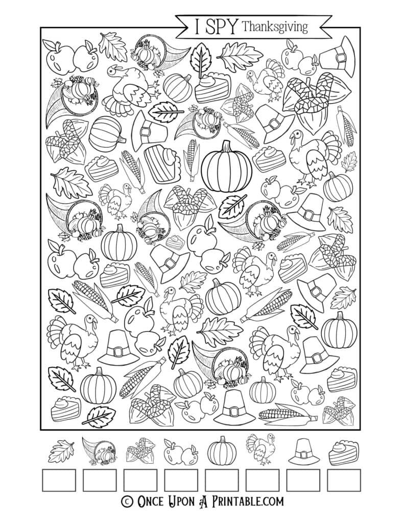 Thanksgiving I Spy Free Printable Activity For Kids - Once Upon A with regard to Thanksgiving I Spy Free Printable