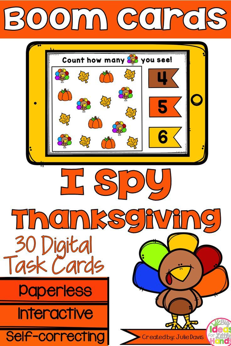 Thanksgiving Kindergarten Math Games | Counting Boom Cards for Thanksgiving Boom Cards