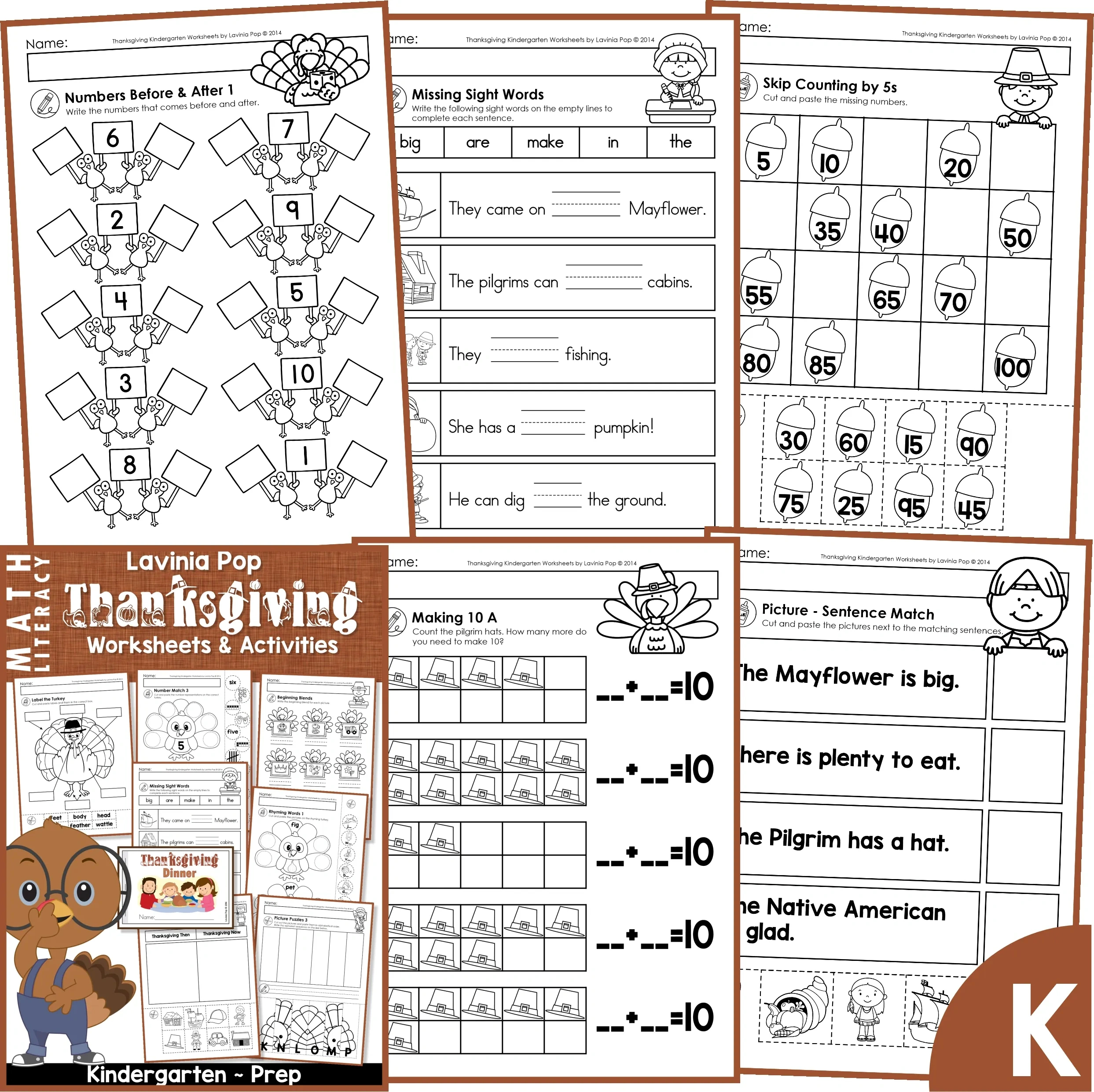 Thanksgiving Kindergarten Worksheets And Activities No Prep in Thanksgiving Math Worksheets Kindergarten