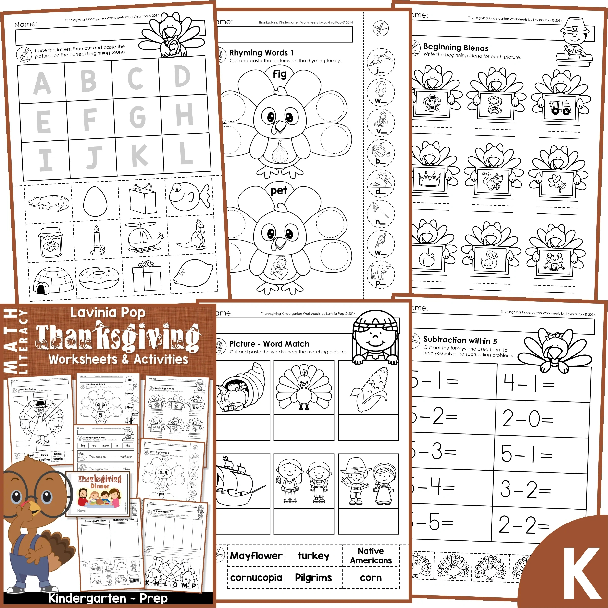 Thanksgiving Kindergarten Worksheets And Activities No Prep pertaining to Thanksgiving Kindergarten Worksheets Free Printable