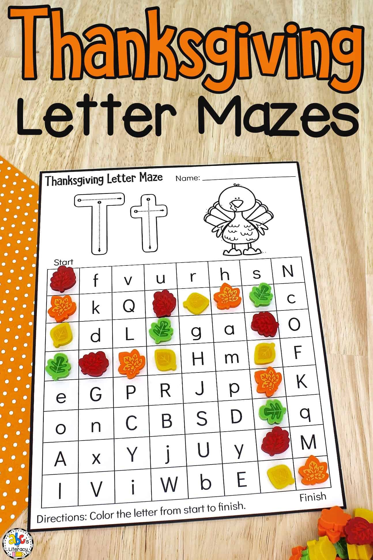 Thanksgiving Letter Maze Preschool Worksheets regarding Thanksgiving Alphabet Worksheets