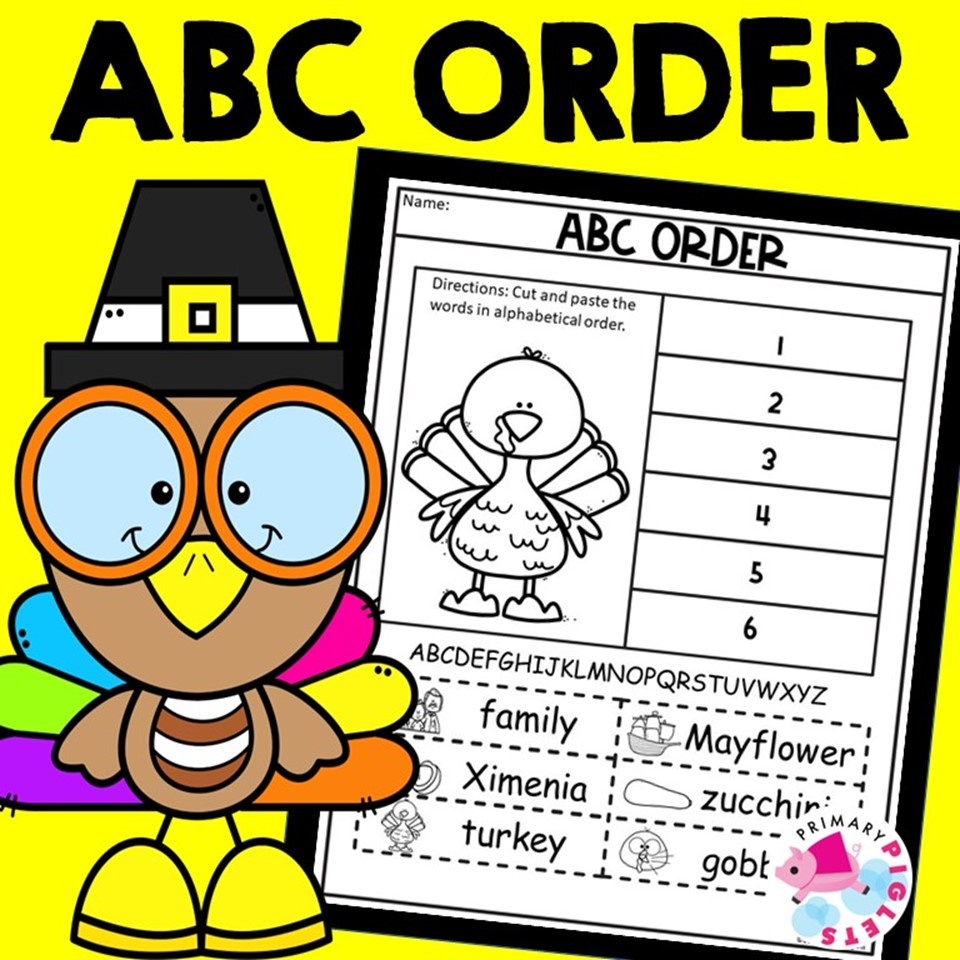 Thanksgiving Literacy Center Thanksgiving Writing Center Abc Order for Thanksgiving Abc Order Worksheets