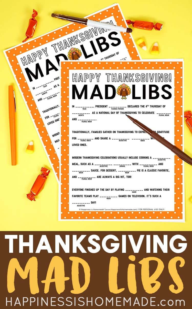 Thanksgiving Mad Libs Printable Game - Happiness Is Homemade intended for Thanksgiving Mad Lib Printables Free