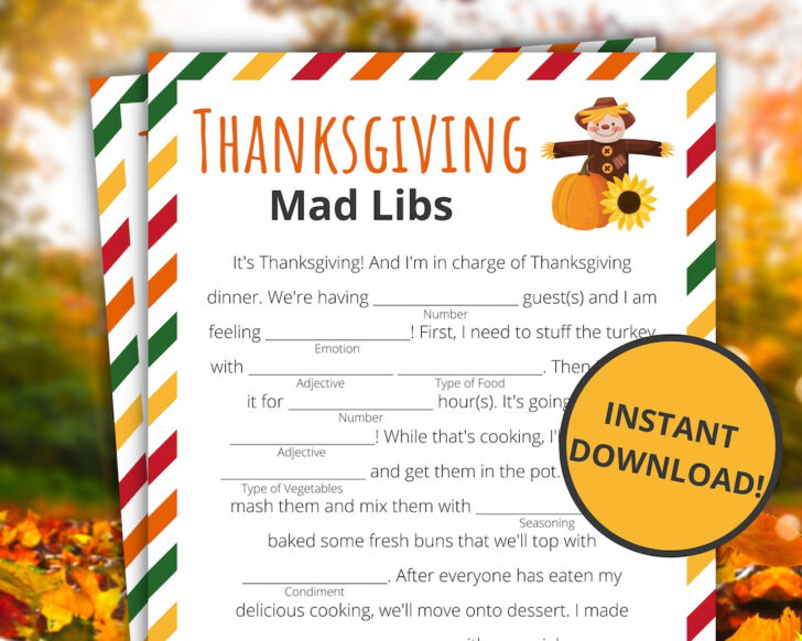 Free Printable Mad Libs For Thanksgiving