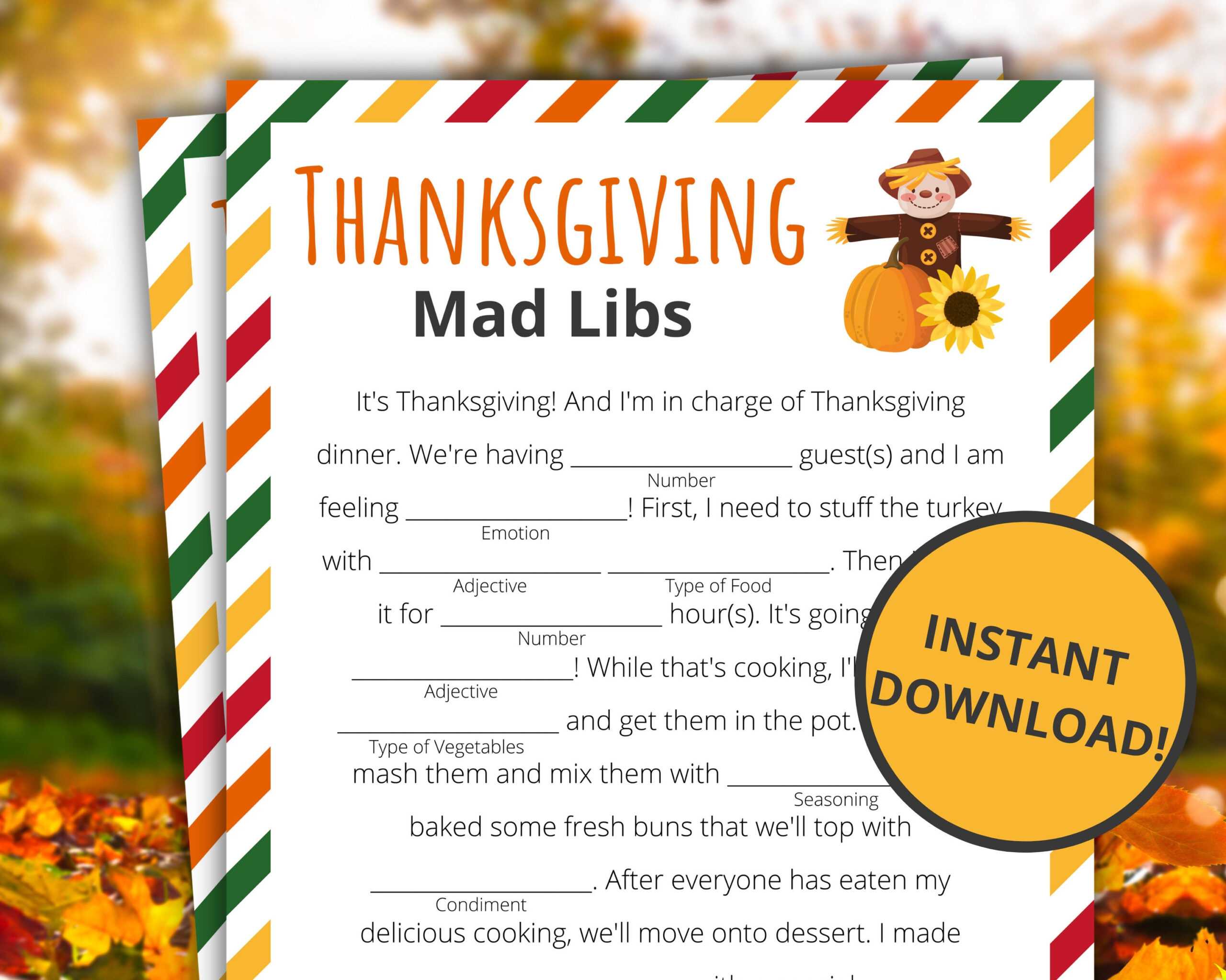 Thanksgiving Mad Libs Printable Thanksgiving Game Thanksgiving in Printable Mad Libs For Thanksgiving