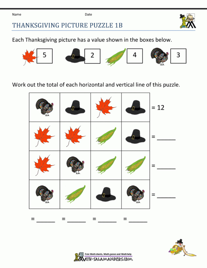 Thanksgiving Math Worksheets 6th Grade