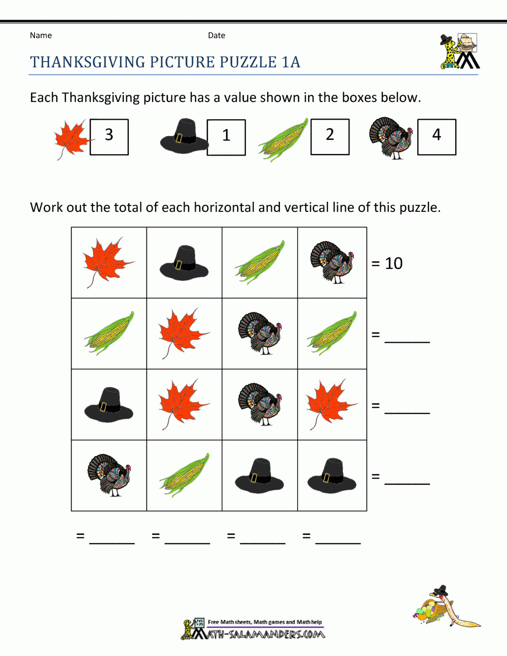 Thanksgiving Math Activities First Grade throughout First Grade Thanksgiving Math Worksheets