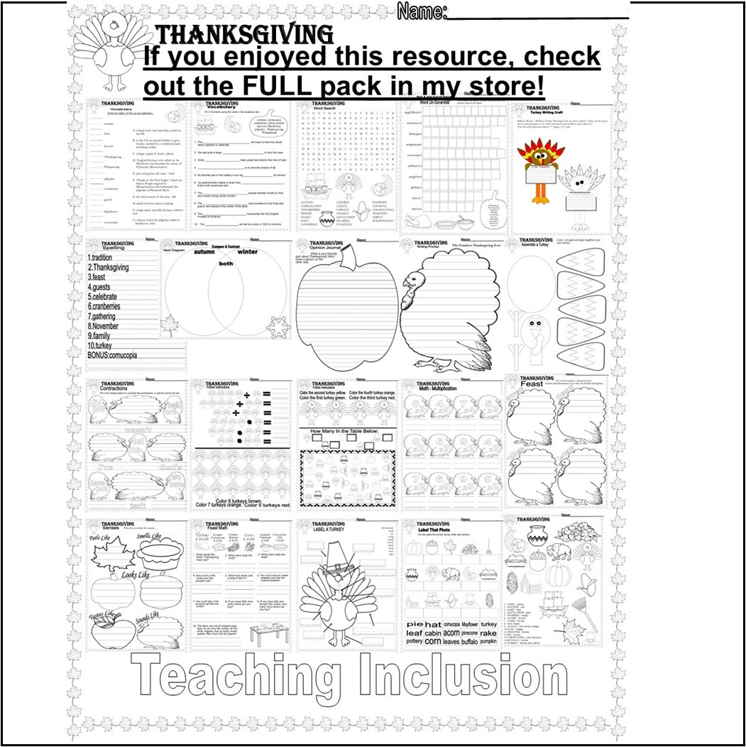 Thanksgiving Math Activities No Prep Multiplication Word Problems for Thanksgiving Math Worksheets 7th Grade