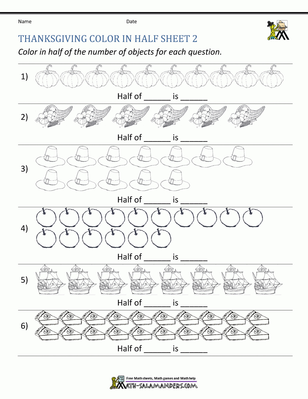 Thanksgiving Math Worksheets 2Nd Grade inside Thanksgiving Fraction Math Worksheets