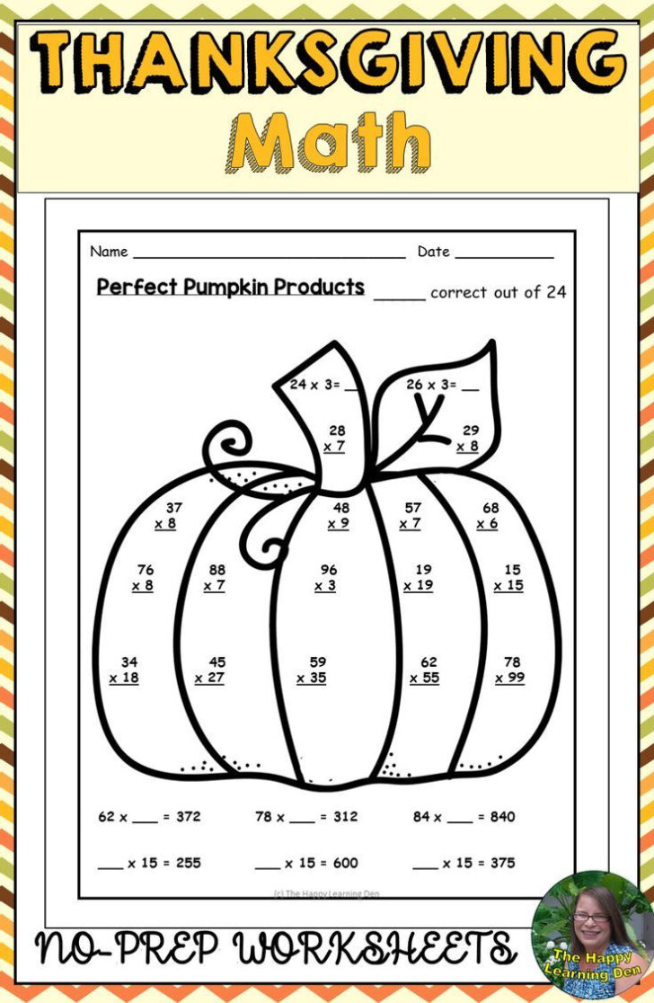 Thanksgiving Math Coloring Worksheets 5th Grade