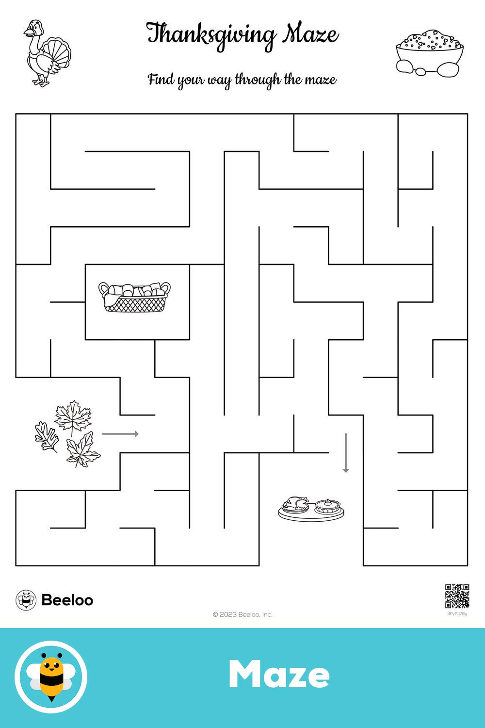 Thanksgiving Maze inside Thanksgiving Maze Free Printable