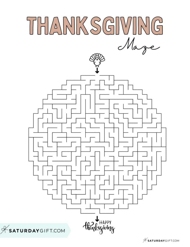 Thanksgiving Maze Printable - Cute &amp;amp; Free Templates | Saturdaygift for Free Printable Thanksgiving Mazes